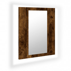 Szafka łazienkowa z lustrem i LED, przydymiony dąb, 40x12x45 cm