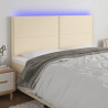Zagłówek do łóżka z LED, kremowy, 180x5x118/128 cm, tkanina