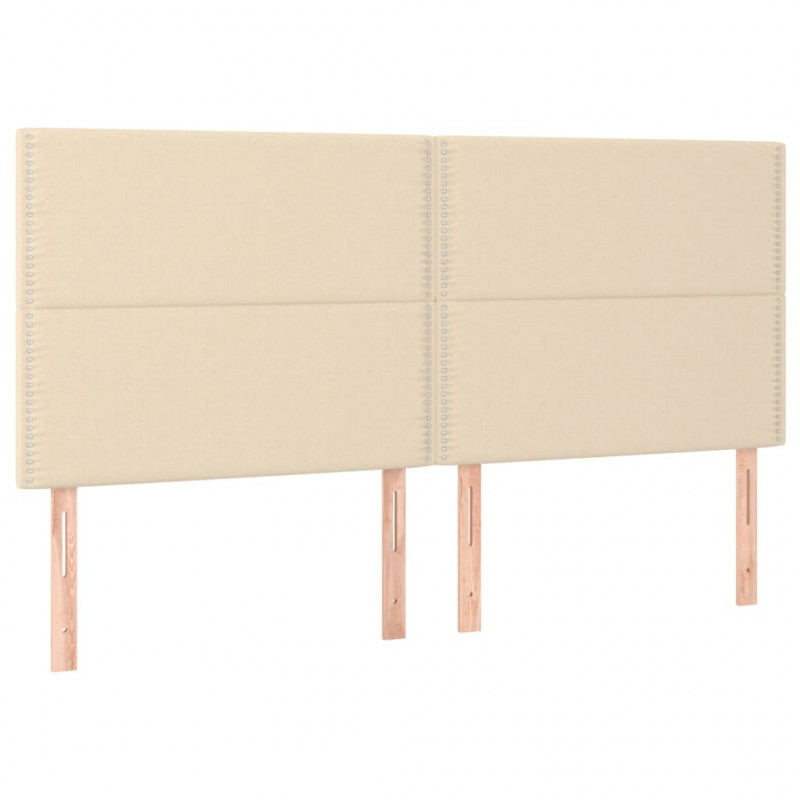 Zagłówek do łóżka z LED, kremowy, 180x5x118/128 cm, tkanina