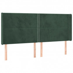 Zagłówek do łóżka z LED, ciemnozielony 183x16x118/128cm aksamit