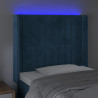 Zagłówek do łóżka z LED ciemnoniebieski 83x16x118/128cm tkanina