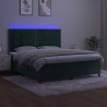Łóżko kontynentalne z materacem i LED zielony aksamit 180x200cm