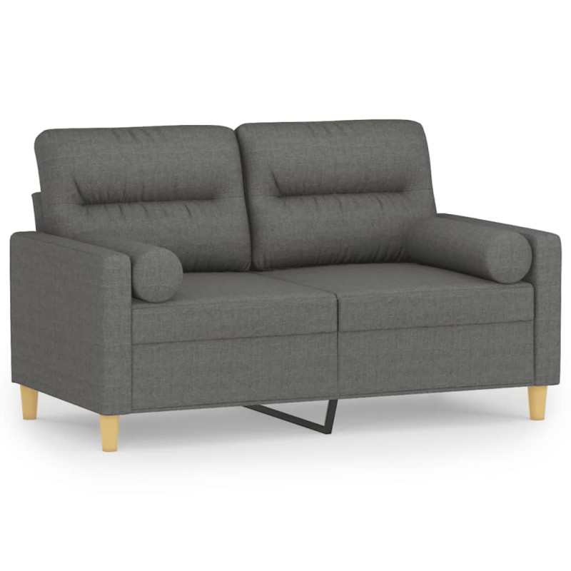 2-osobowa sofa z poduszkami, ciemnoszara, 120 cm, tkanina