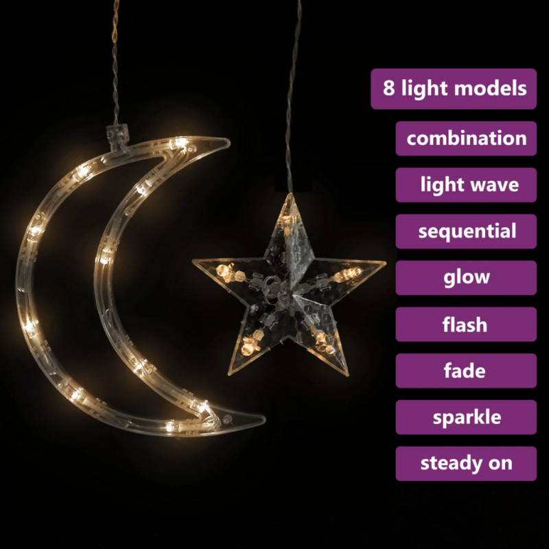 Lampki świąteczne z gwiazdkami i księżycami, na pilota, 345 LED