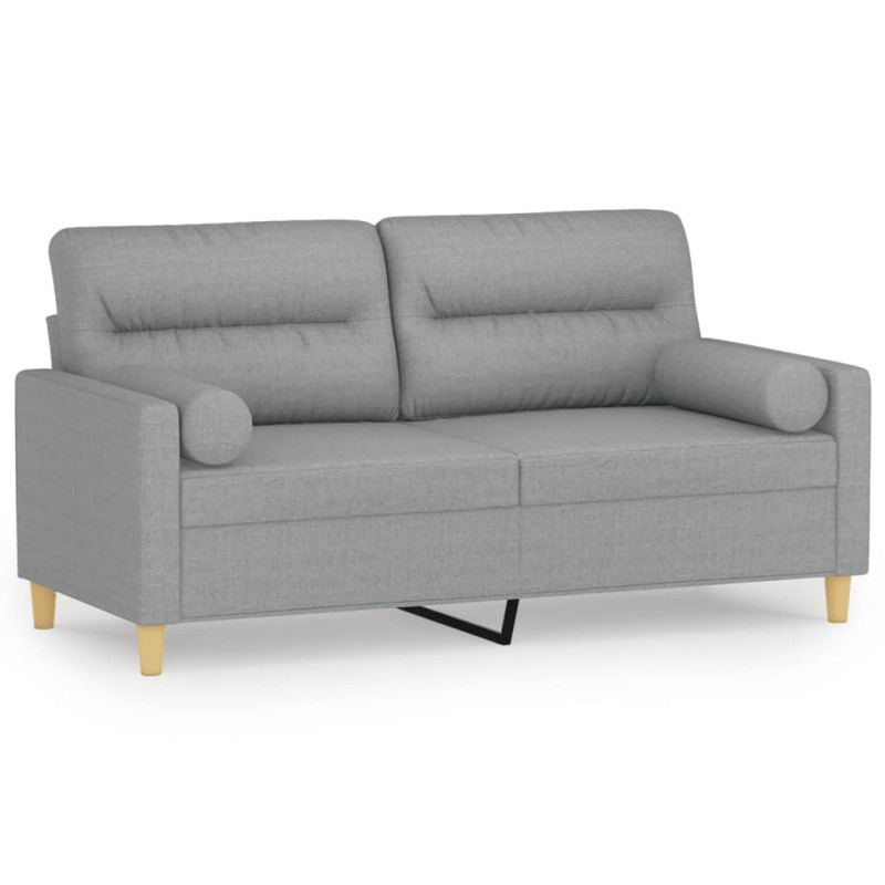 2-osobowa sofa z poduszkami, jasnoszara, 140 cm, tkanina