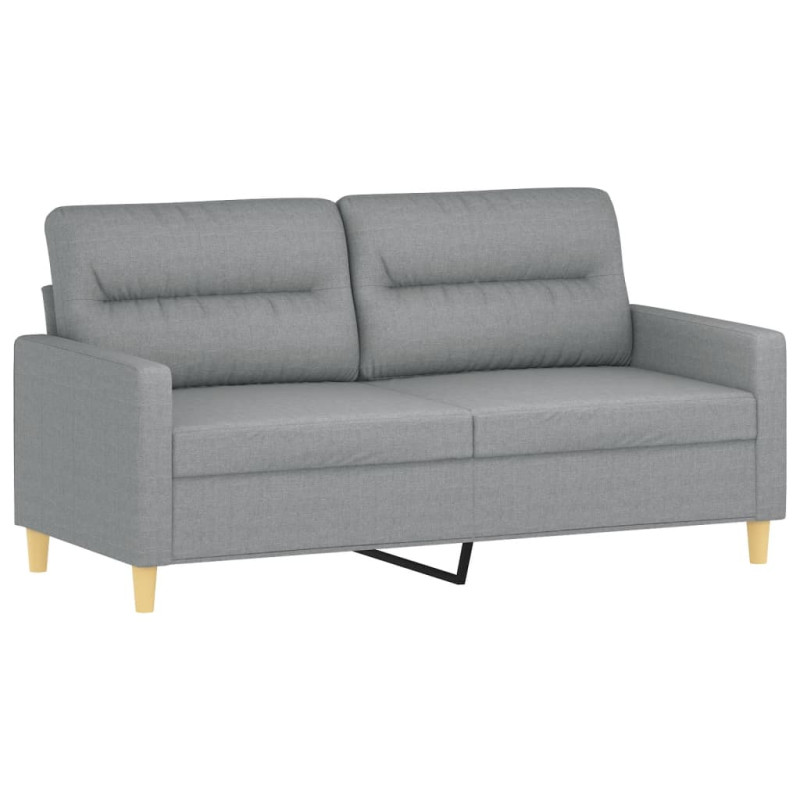 2-osobowa sofa z poduszkami, jasnoszara, 140 cm, tkanina