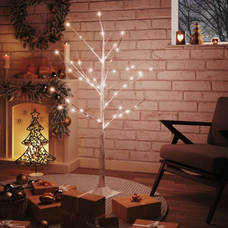 Brzoza z oświetleniem, 48 ciepłych białych LED, 120 cm