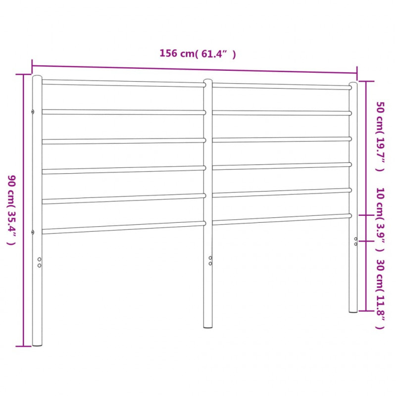 Metalowe wezgłowie, czarne, 150 cm