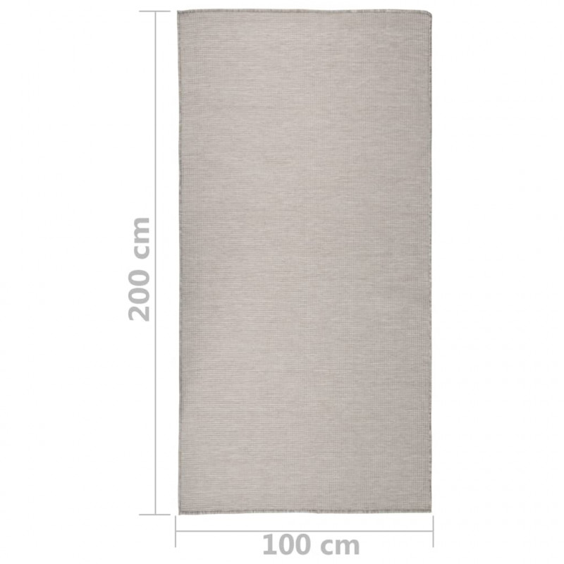 Dywan zewnętrzny o płaskim splocie, 100x200 cm, taupe