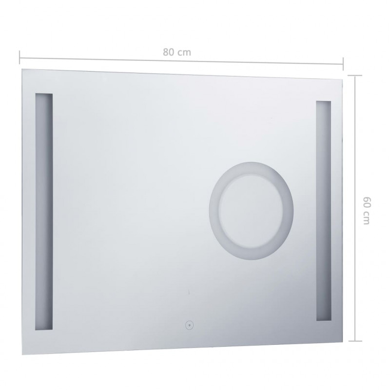 Lustro łazienkowe z LED i czujnikiem dotykowym, 80x60 cm