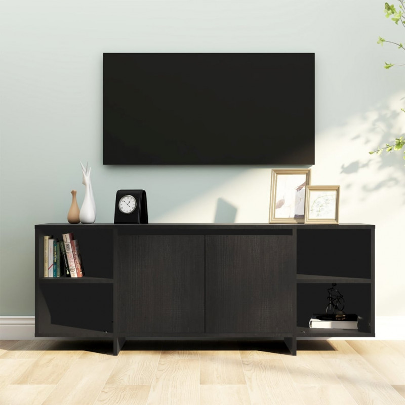 Szafka pod TV, czarna, 130x35x50 cm, materiał drewnopochodny