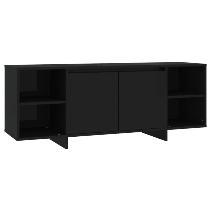 Szafka pod TV, czarna, 130x35x50 cm, materiał drewnopochodny