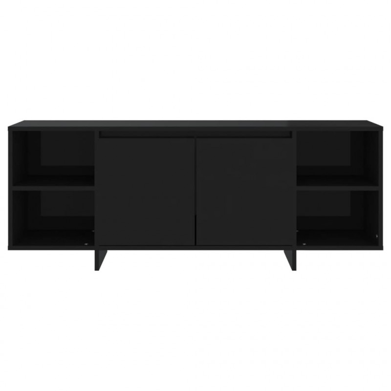 Szafka pod TV, czarna, 130x35x50 cm, materiał drewnopochodny
