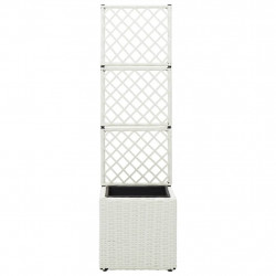 Donica z kratką i 1 wkładem, 30x30x107 cm, polirattan, biała