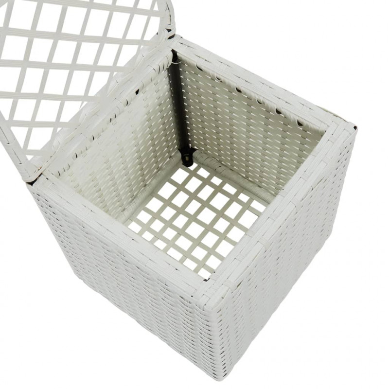 Donica z kratką i 1 wkładem, 30x30x107 cm, polirattan, biała