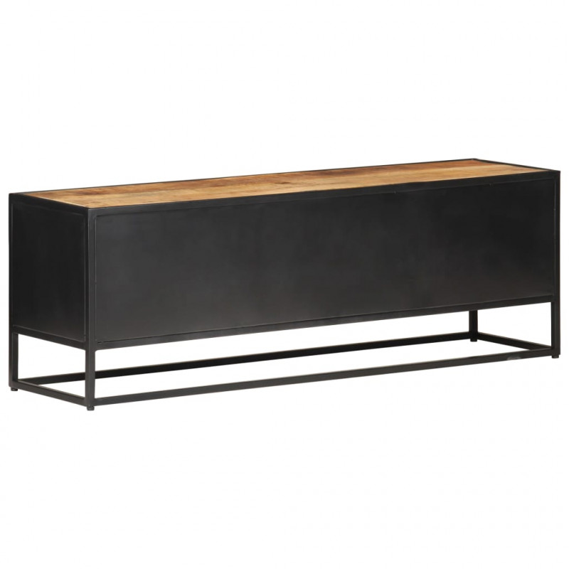 Szafka pod TV, 120x30x40 cm, drewno mango i naturalna trzcina
