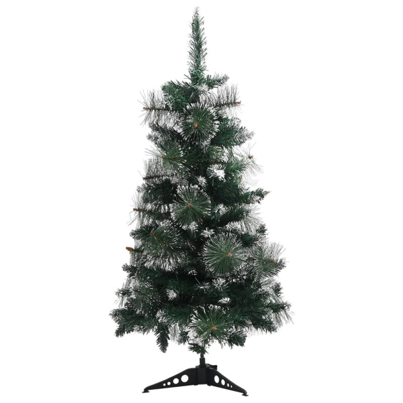 Sztuczna choinka ze stojakiem, zielono-biała, 90 cm, PVC