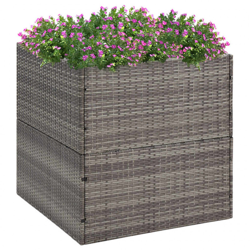 Donica ogrodowa, szara, 80x80x80 cm, rattan PE