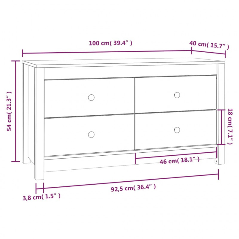 Komoda, 100x40x54 cm, lite drewno sosnowe