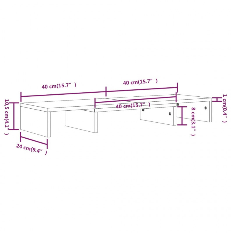 Podstawka na monitor, 80x24x10,5 cm, lite drewno sosnowe