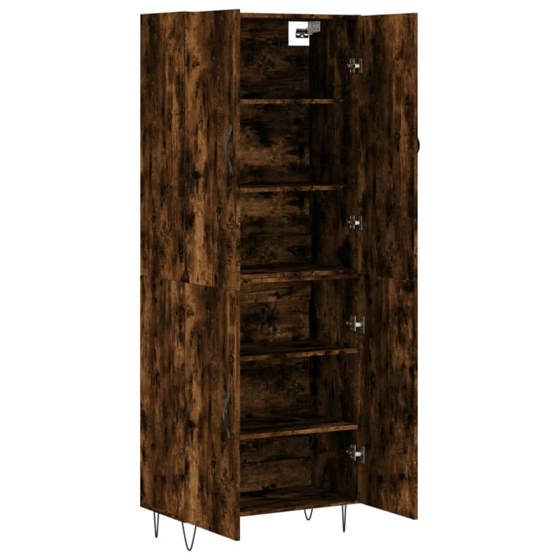 Witrynka przydymiony dąb 69,5x34x180 cm materiał drewnopochodny