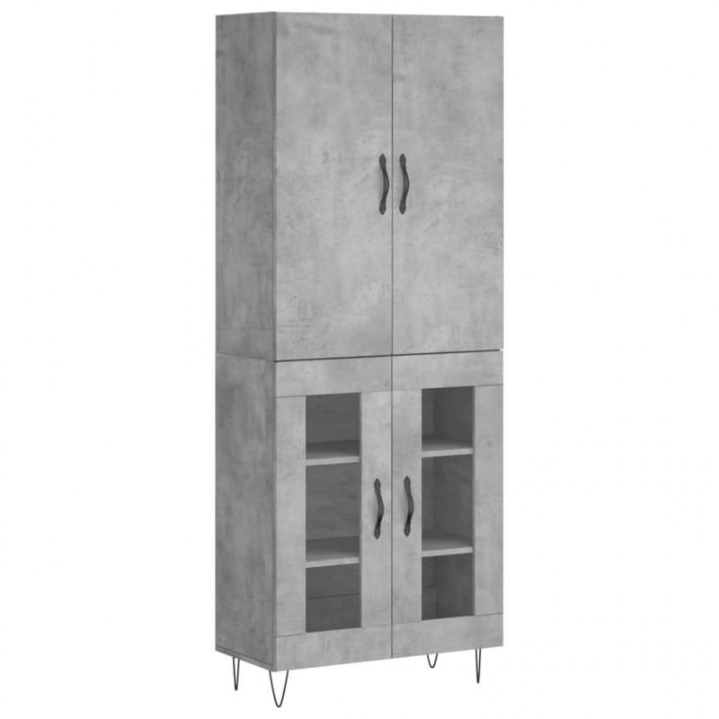 Witrynka, szarość betonu 69,5x34x180 cm materiał drewnopochodny
