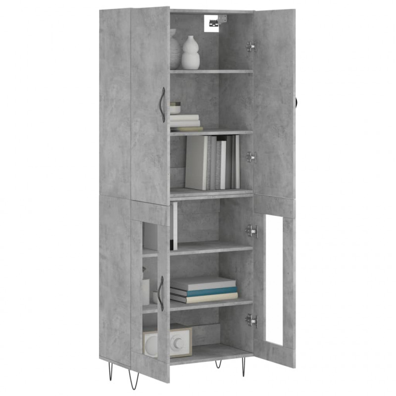 Witrynka, szarość betonu 69,5x34x180 cm materiał drewnopochodny