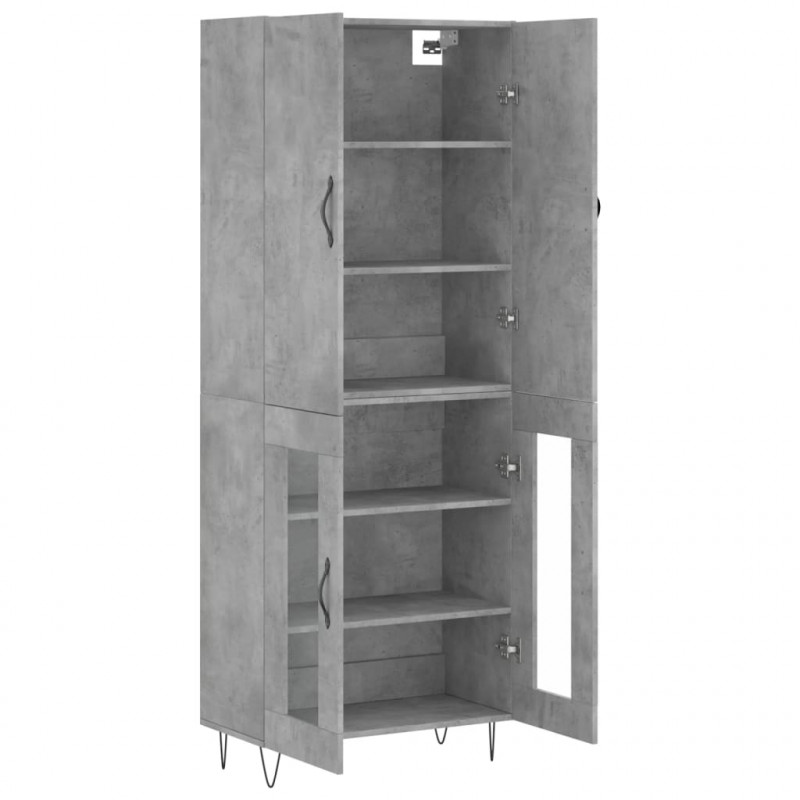 Witrynka, szarość betonu 69,5x34x180 cm materiał drewnopochodny