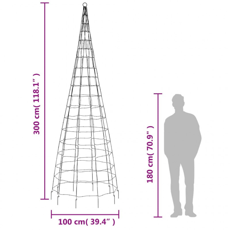 Choinka z lampek, na maszt, 550 ciepłych białych LED, 300 cm