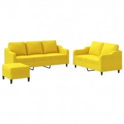 3-częściowy komplet wypoczynkowy, obity tkaniną, jasnożółty