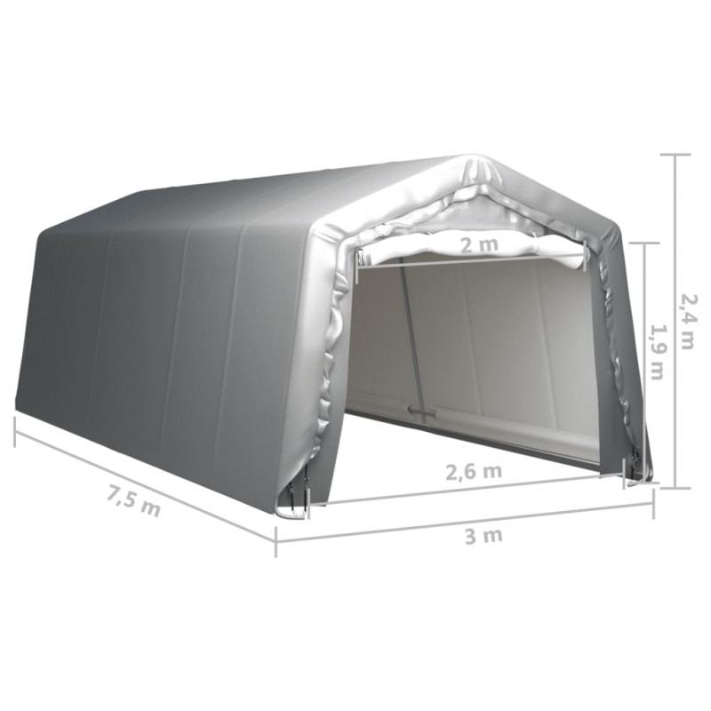 Namiot magazynowy, 300 x 750 cm, stal, szary