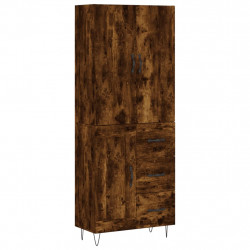 Witrynka przydymiony dąb 69,5x34x180 cm materiał drewnopochodny