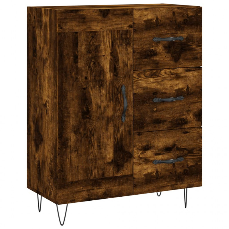 Witrynka przydymiony dąb 69,5x34x180 cm materiał drewnopochodny