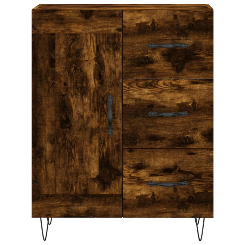 Witrynka przydymiony dąb 69,5x34x180 cm materiał drewnopochodny