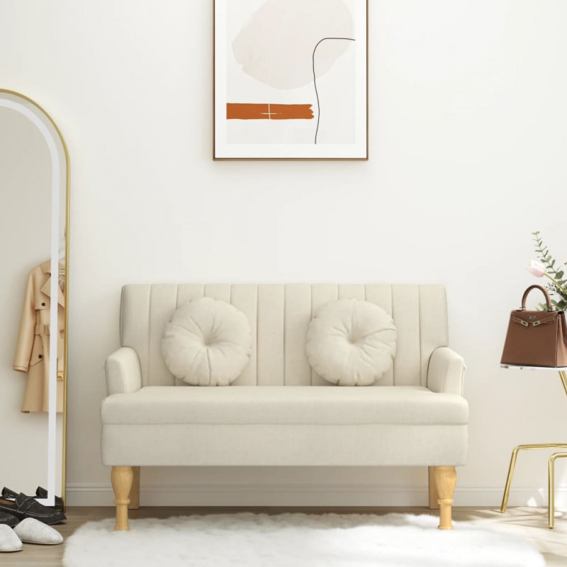Ławka z poduszkami, 113x64,5x75,5 cm, obita lnem