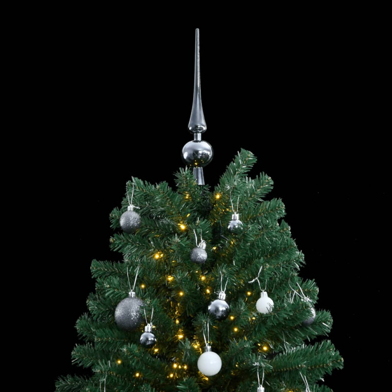 Sztuczna choinka na zawiasach, 300 lampek LED i bombki, 210 cm
