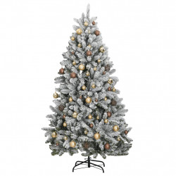 Sztuczna choinka na zawiasach, 300 lampek LED i bombki, 180 cm