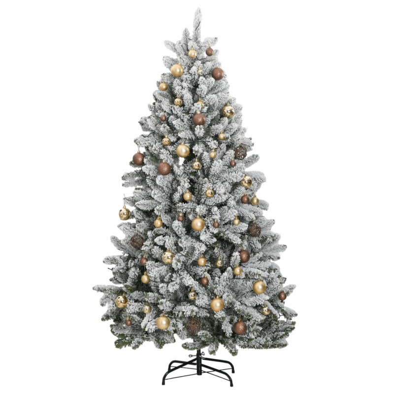 Sztuczna choinka na zawiasach, 300 lampek LED i bombki, 180 cm