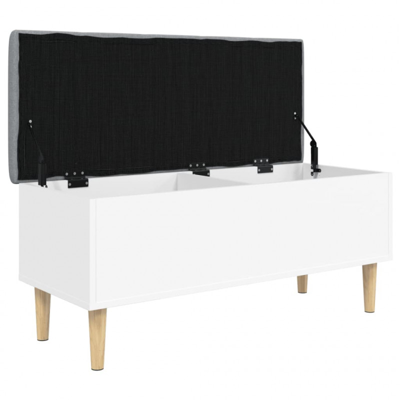 Ławka ze schowkiem, biała, 102x42x46 cm materiał drewnopochodny
