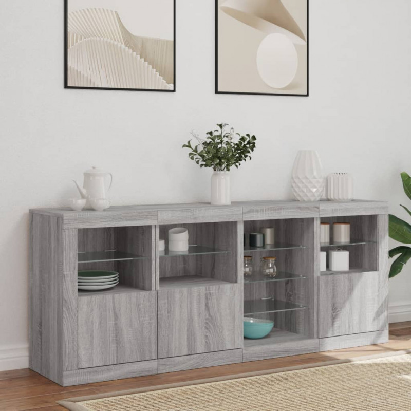 Szafka z oświetleniem LED, szary dąb sonoma, 164x37x67 cm