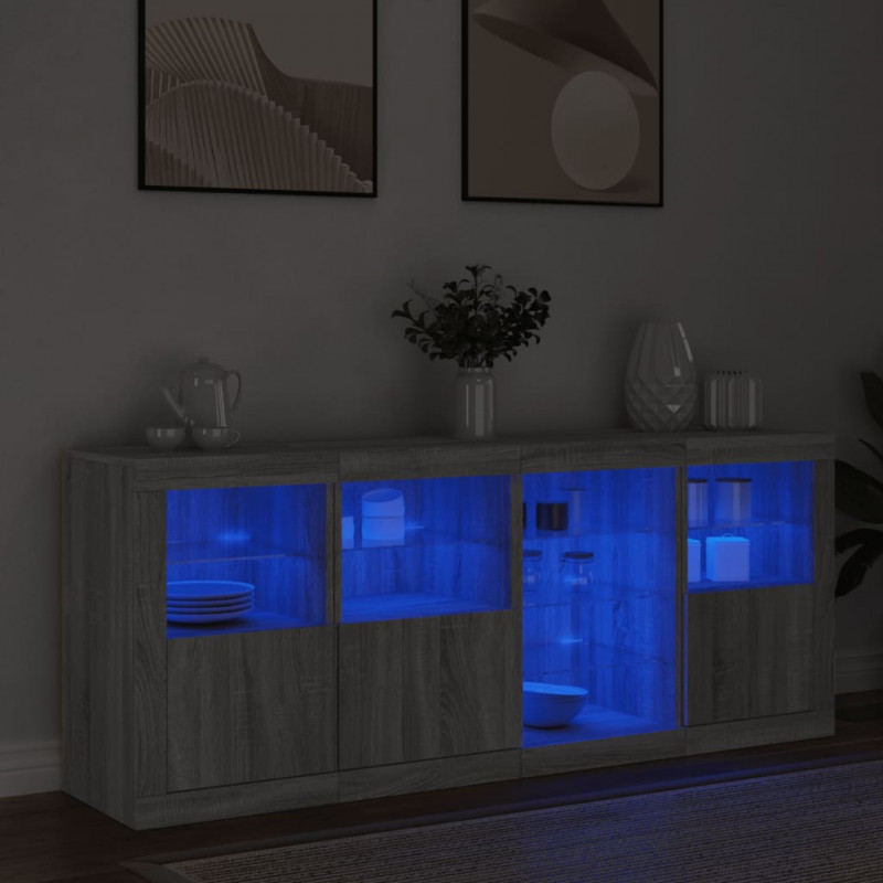 Szafka z oświetleniem LED, szary dąb sonoma, 164x37x67 cm