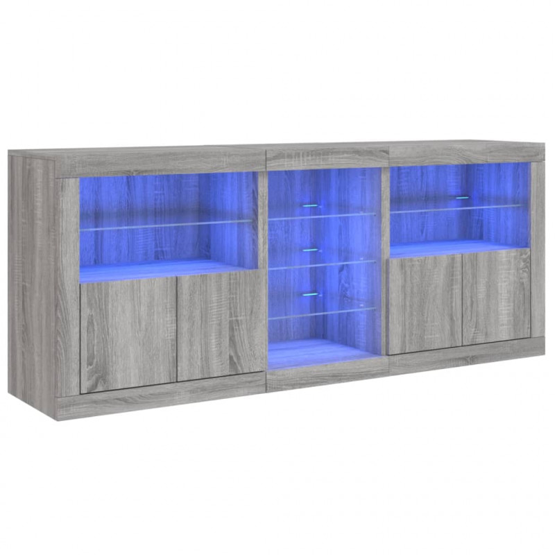 Szafka z oświetleniem LED, szary dąb sonoma, 162x37x67 cm