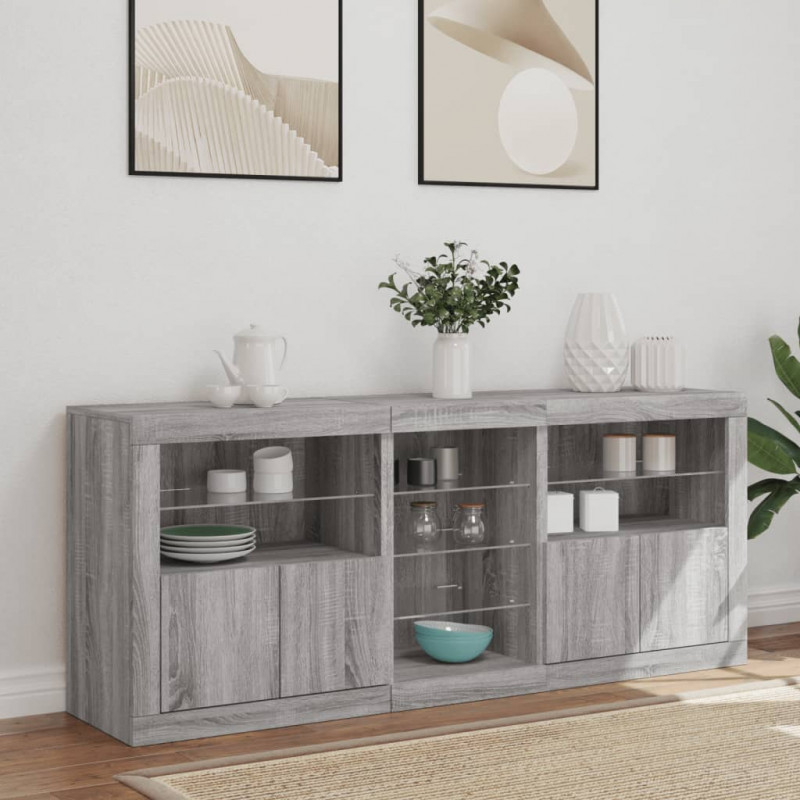 Szafka z oświetleniem LED, szary dąb sonoma, 162x37x67 cm
