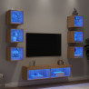 8-częściowy zestaw mebli TV z LED, dąb sonoma