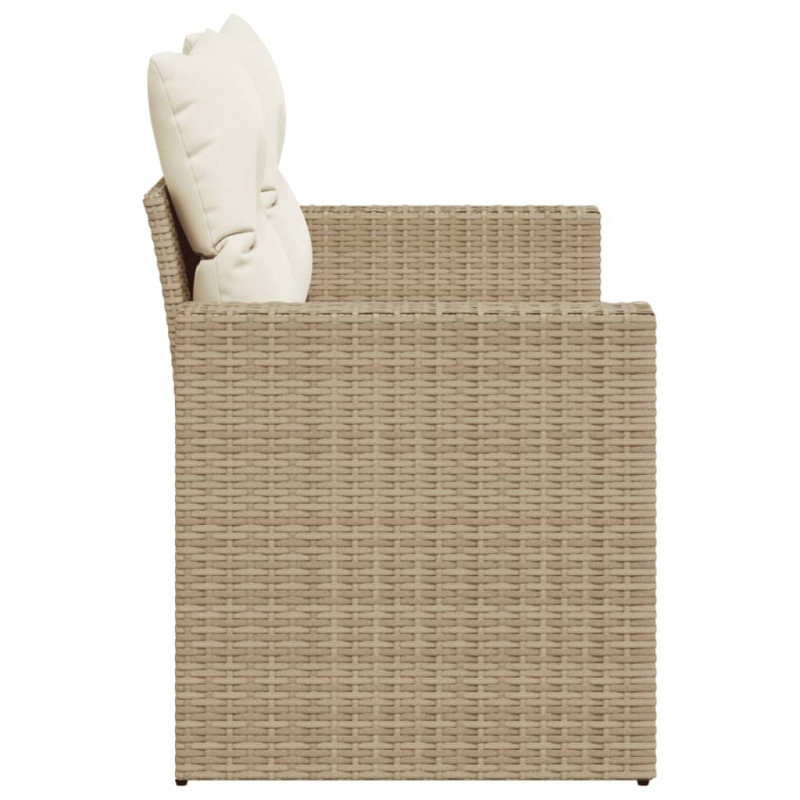 Sofa ogrodowa z poduszkami, 2-osobowa, beż, polirattan