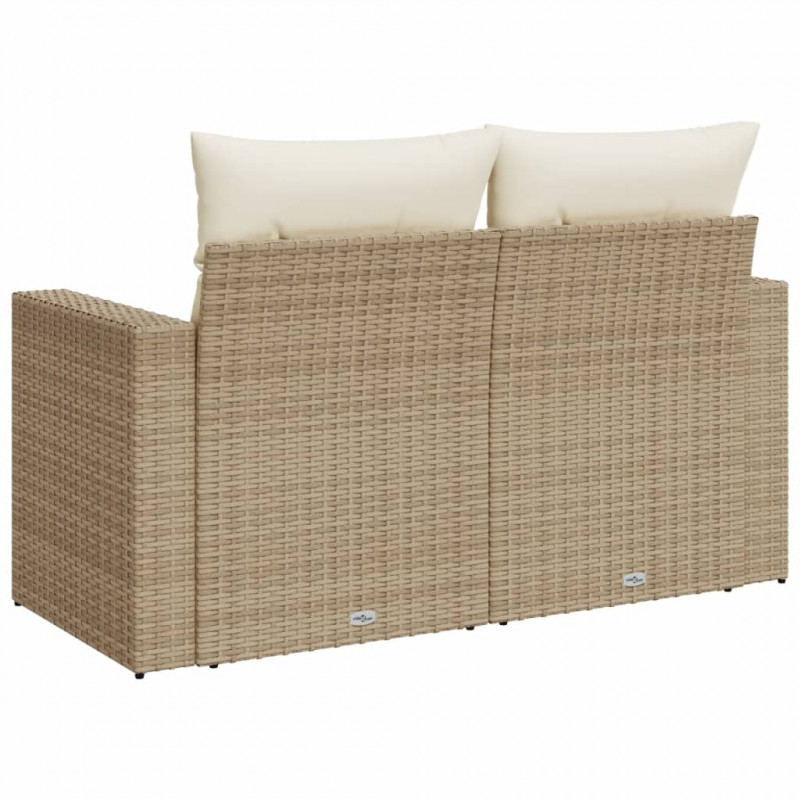 Sofa ogrodowa z poduszkami, 2-osobowa, beż, polirattan
