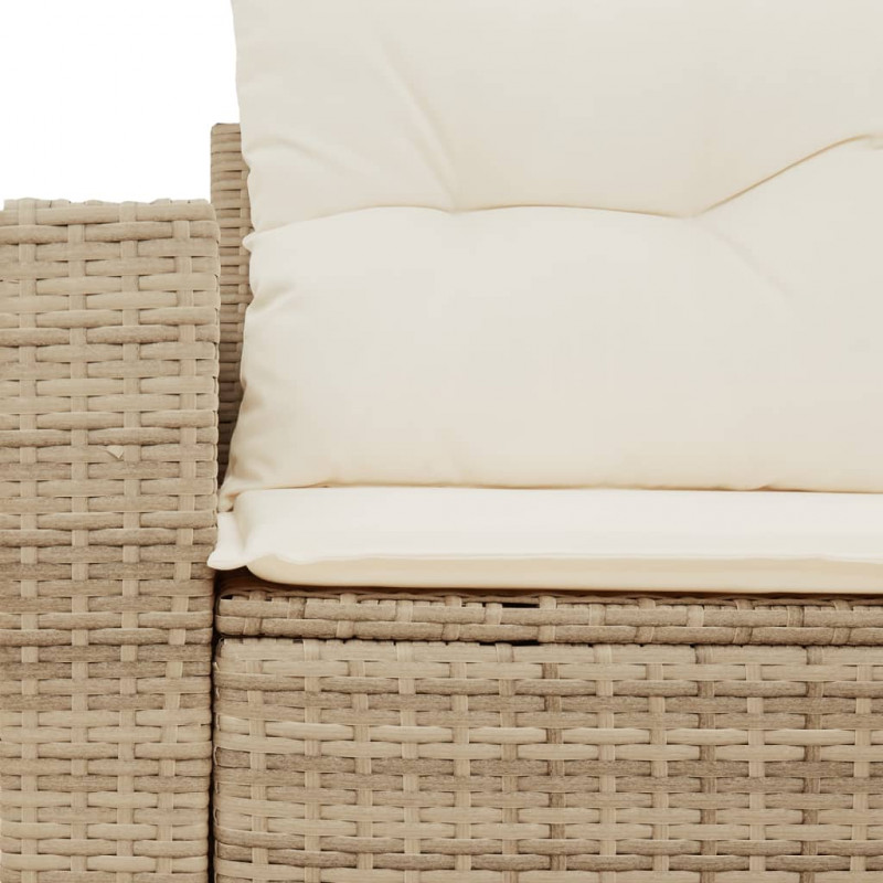 Sofa ogrodowa z poduszkami, 2-osobowa, beż, polirattan