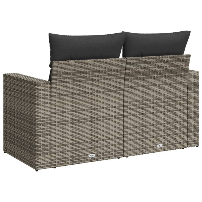 Sofa ogrodowa z poduszkami, 2-osobowa, szara, polirattan