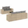 6-cz. zestaw mebli ogrodowych z poduszkami, beżowy, polirattan
