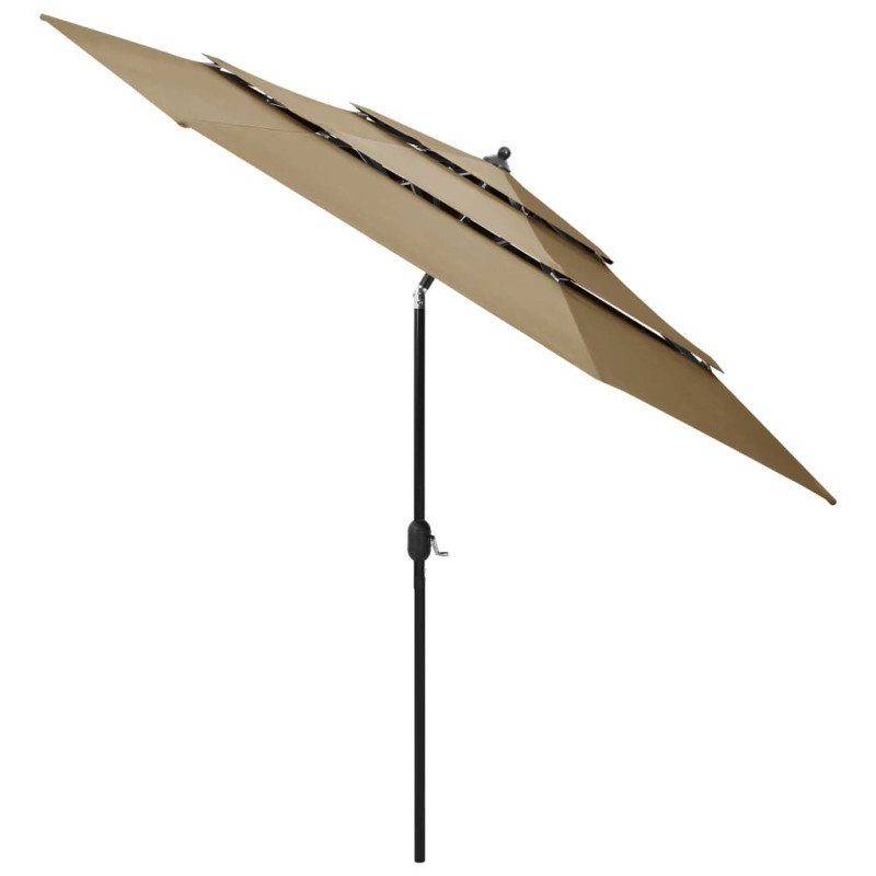 3-poziomowy parasol na aluminiowym słupku, kolor taupe, 3 m